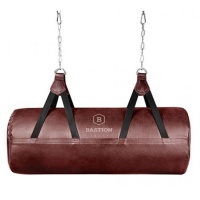 боксерский мешок горизонтальный "апперкотный" 50 - 60 кг. 1,1/4  нат кожа+тент/ стропы+цепи+карабины