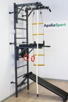 шведская стенка "гладиатор" полной комплектации с турником рукоход + кольца, лестница, канат шс-010 apolonsport