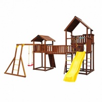 детский городок jungle gym jungle palace + jungle cottage (без горки) + bridge link (жесткий мост) +