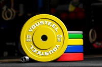 диск 15кг, каучуковый, тренировочный, желтый yousteel